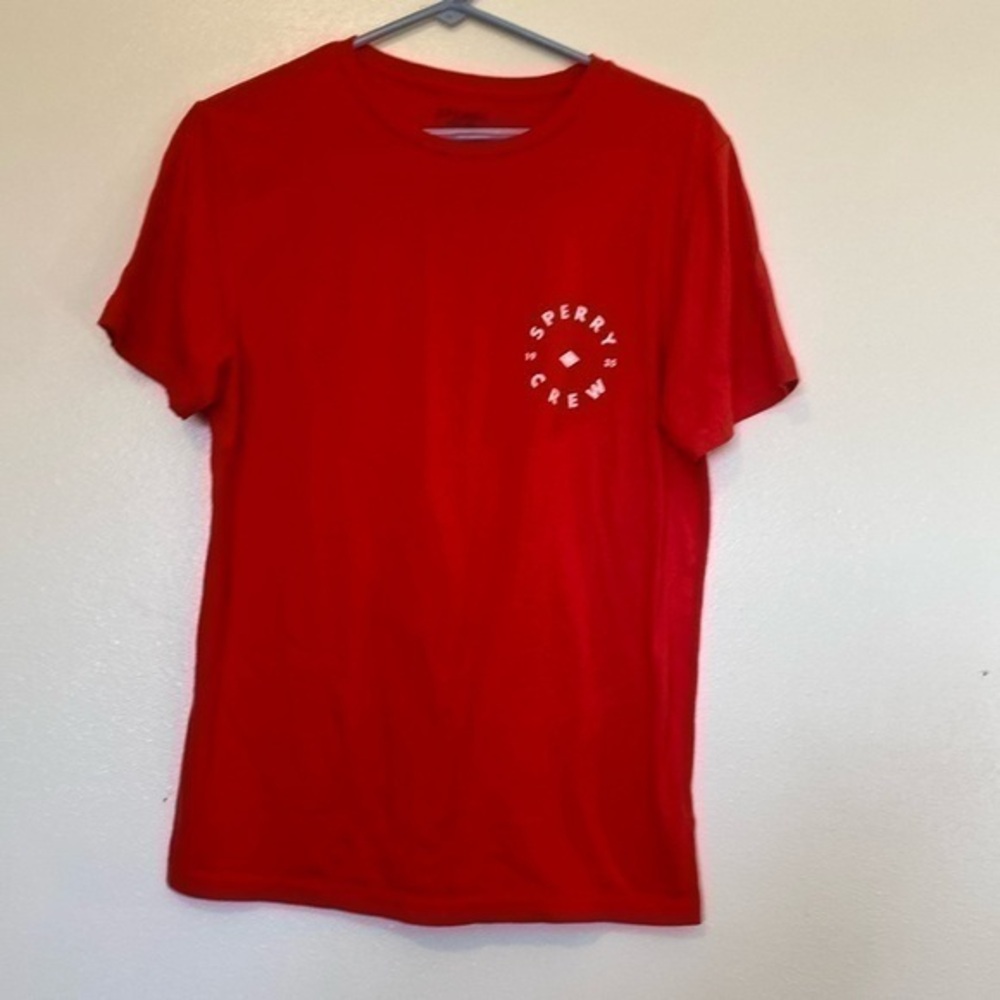 Sperry Crew 1936 cotton blend short sleeve red  white staff t shirt small